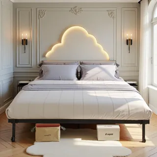 H.J WeDoo Klappbett 140x200 cm Doppelbett Metallbett Gästebett faltbares Reisebett mit 4 Laufrollen Faltbett klappbar, Platz spart