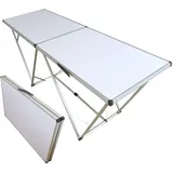 Lemodo Tapeziertisch klappbar, Flohmarkttisch 198 x 60 cm (LxB), Mehrzwecktisch aus Aluminium und MDF