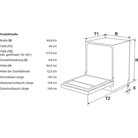 KKT Kolbe DW401W Geschirrspüler (freistehend, 450 mm breit, Weiß)