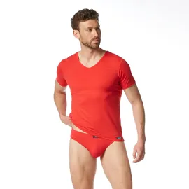 Bruno Banani Herren V-Shirt rot Mikrofaser/Funktion unifarben, rot, NOS