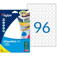 Agipa Universal-Etiketten, Durchmesser: 15 mm, rund, wei VE =