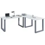 VCM Eckschreibtisch Lona 50 U weiß/silber