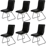 Casa Moro Esszimmerstuhl Lederstuhl schwarz Polsterstuhl Echtleder Bezug (Retro Stuhl aus echtem Leder, handgefertigter Designer Stuhl), einzeln und als 2er, 4er, 6er Set erhältlich schwarz
