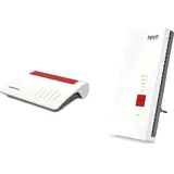 AVM Fritz!Box 7590 AX Exclusive Edition mit WLAN Mesh, DECT-Basis + AVM FRITZ!WLAN Mesh Repeater 2400 für optimale Netzabdeckung