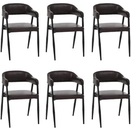 Mendler Esszimmerstuhl HWC-P29 Kunstleder dunkelbraun 6er Set