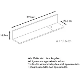 Vladon Wandregal 97,5 x 18,5 x 18,5 cm Sandgrau