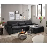 ed-lifestyle polstermöbel Tampa Ecksofa 280 x 175 cm, mit Schlaffunktion und Bettkasten Schwarz, Ausführung:Rechts - Schwarz