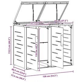 vidaXL Mülltonnenbox 138 x 77,5 x 112,5 cm anthrazit