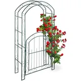 Relaxdays Rosenbogen mit Tür, Garten Rankhilfe Kletterpflanzen, Torbogen Metall, wetterfest, HBT 215 x 115 x 43 cm,