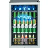 Bomann KSG 7285 Glastür-Kühlschrank, 54cm breit, 115L, Kindersicherung, stufenlose Temperaturregelung, schwarz/silber