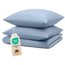 Blumtal Mikrofaser Unifarben Hellblau 200 x 200 cm + 2 x 80 x 80 cm