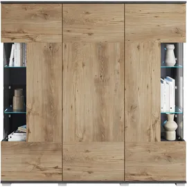 OTTO home Highboard 135 x 134 x 39,5 cm matera anthrazit / Kastanie breslau / Braun