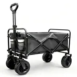 Sanycasa Bollerwagen 200L 200kg faltbar, Gelände/Strand, Bremsen, Tasche, Grau
