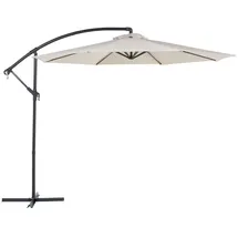 Beliani Ampelschirm Beige Polyester Rund 300 cm Kreuzfuß Terrasse Garten