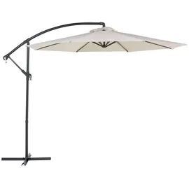 Beliani Ampelschirm Beige Polyester Rund 300 cm Kreuzfuß Terrasse Garten