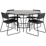 ebuy24 Copenhagen Essgruppe Esstisch braun und 4 Kenth Esszimmerstühle PU Kunstleder schwarz.