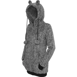 URBAN CLASSICS Ladies Melange Teddy Zip Hoody - Grau