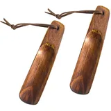 2 Stück Mini Schuhlöffel Klein,Schuhlöffel holz Lang 15cm,Schuhlöffel kurz mit hängendem Seil, Schuhanzieher holz für Herren, Damen, Kinder, Senioren