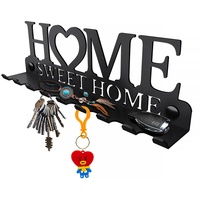 SirHoldeer Schlüsselbrett mit Ablage, Schlüsselhalter Wand, Schlüsselaufhänger mit Haken, Schlüsselhaken, Schlüsselboard mit Schlüsselablage, Home Sweet Home Flur Deko, Wanddeko Metall