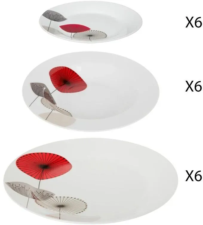 Osara-Service Geschirr Set 18-teilig aus Porzellan, Weiß