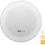 Costway 60cm Led-badspiegel mit 3-farbigen Lichtern, Touch-schalter und Anzeige, Anti-beschlag Kosmetikspiegel runder Badezimmerspiegel