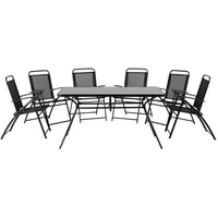 Beliani Gartenmöbel Set Schwarz 6-Sitzer Minimalismus - Schwarz