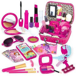 DOPWii Spielzeug-Frisierkoffer Mädchen Schmink Spielzeug Set in rosa Handtasche, 22-teilig rosa