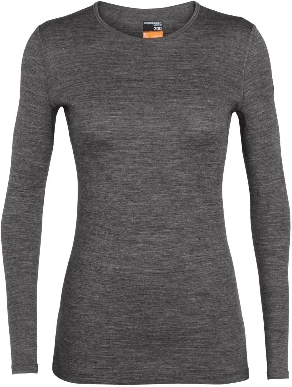 Icebreaker Damen Merino 200 Oasis Langarmshirt - XS - Gritstone heather