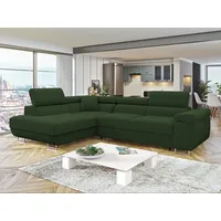 Mirjan24 Ecksofa, Dunkelgrün, Textil, 5-Sitzer, links montierbar, L-Form,Rechteckig, 274x203 cm, Wohnzimmer, Sofas & Couches, Wohnlandschaften, Ecksofas