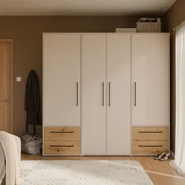 Forte Drehtürenschrank Mokkaris 205,9 x 200,1 x 58,8 cm Beige/Khaki