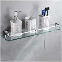 WDSOPK Glasregale Badezimmer-Aufbewahrungsregal, 8 Mm Gehärtetes Glasregal, Rechteckig, Zur Wandmontage, Duschkorb-Organizer Mit Reling(51Cm)