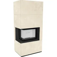 Kratki Kaminbausatz Floki Box Stahl Schwarz/Abdeckplatte Quarzsinter Weiß