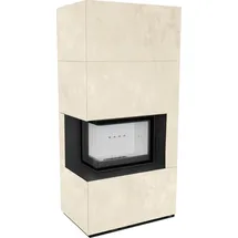Kratki Kaminbausatz Floki Box Stahl Schwarz/Abdeckplatte Quarzsinter Weiß