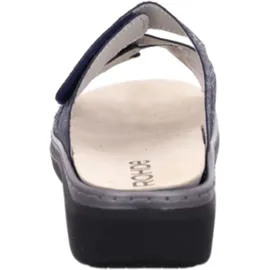 ROHDE Damen Pantolette aus Veloursleder mit drei Klettverschlüssen Abano 5221, Größe:39 EU, Farbe:Blau - 39