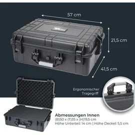 HMF ODK100 Outdoor-Fotokoffer, mit Rasterschaumstoff, 57 x 41,5 x 21,5 cm