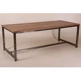 Casa Padrino Vintage Teak Esstisch Holzfarben mit Metallgestell - Landhaus Stil Tisch Teakholz - Braun