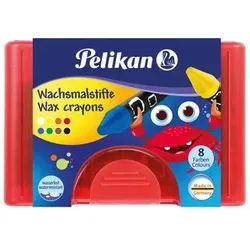 PELIKAN 723148 Pelikan Wachsmalstifte, rund, wasserfest, 8 Stück im Etui