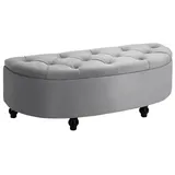 Homcom Sitzbank mit Stauraum geöffnetem Deckel Gummiholz Grau