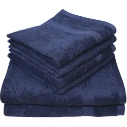 Handtuch Set DYCKHOFF "Planet", blau (marine), 6 tlg., Frottier, Obermaterial: 100% Baumwolle, Handtuch-Sets, 4 Handtücher (50x100cm), 2 Duschtücher (70x140cm)