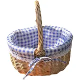 Picknickkorb aus Weide, Weidenkorb mit Henkel, Handlicher Einkaufskorb aus Weide, Picknickkorb, Weidenkorb mit Henkel, Picnic Basket, für Picknick-Camping im Freien Geschenkkorb (B)