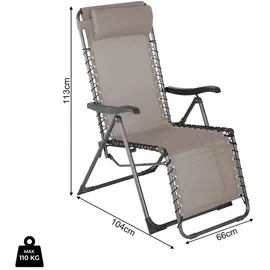 Mobili Rebecca Liegestuhl Zero Gravity 113 x 66 x 104 cm Beige/Dunkelgrau