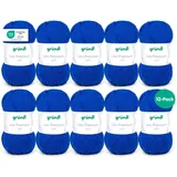 Gründl Wolle Lisa Premium uni - 10 x 50 g - Wolle zum Häkeln - Wolle zum Stricken - 100 % Polyacryl- Weich & Pflegeleicht- Nadelstärke 3,5-4,5 - Royalblau