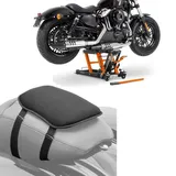 Set: Hebebühne Midlift L passend für Chopper / Custombike bis 680kg orange ConStands mit Motorrad Gel Sitzkissen S univ. sw CB38726