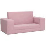 vidaXL Kinder-Schlafsofa 2-Sitzer Rosa Weicher Plüsch