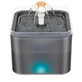 MODFU Trinkbrunnen LED Wasserbrunnen Katzenbrunnen Katzentrinkbrunnen Lichttrinkbrunnen 2 l, 2L Automatisch Wasserspender Katzen Hunde mit Filtersystem grau