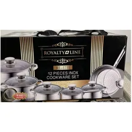 Royalty Line RL-1231: 12-teiliges Kochgeschirr-Set mit Glasdeckel, ø Silber