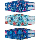 CuteBone Männlich Waschbare Hundewindeln Bauchbänder,3 Stück Wiederverwendbare Hund Bauchband für Rüden Hochsaugfähige Hundewickel mit Flexiblem Klettverschluss DM18L-DE
