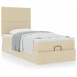 vidaXL Ottoman-Bett mit Matratze Creme 90x190 cm Stoff