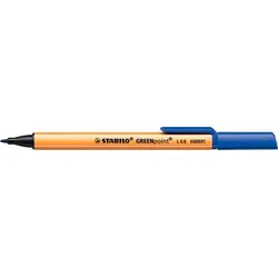 STABILO GREENpoint Faserschreiber, 0,8mm, robuste breite Spitze, geringe Stiftlänge und Clip, blau