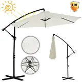 MuCoLa Sonnenschirm Ampelschirm Gartenschirm Marktschirm Strandschirm Terrassenschirm Sonnenschutz - Beige Kurbelschirm 350 cm Balkonschirm